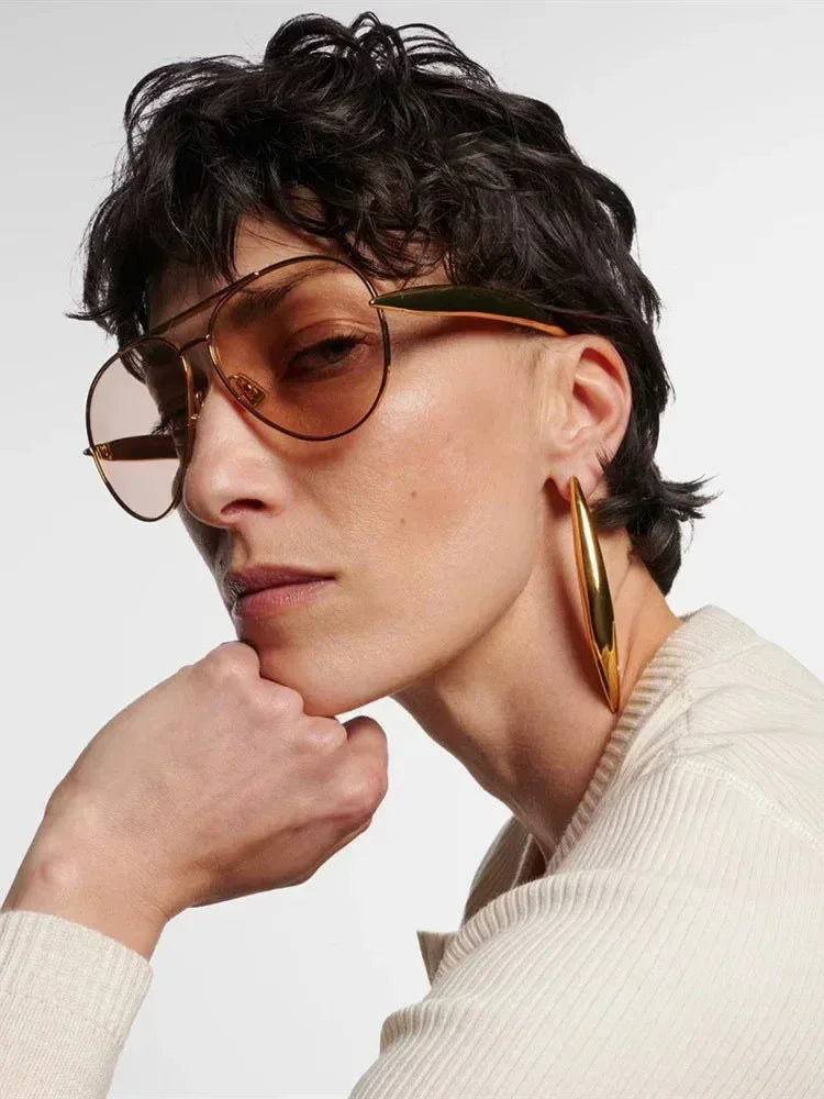 Vintage Metal Pilot Sunglasses - Piña Colada