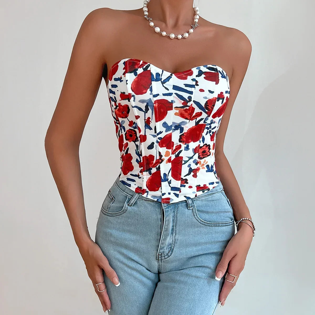 Off Shoulder Tank Top Low Cut Open Back - Piña Colada