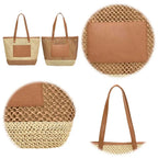 Women Straw Crochet Beach Handbag - Piña Colada