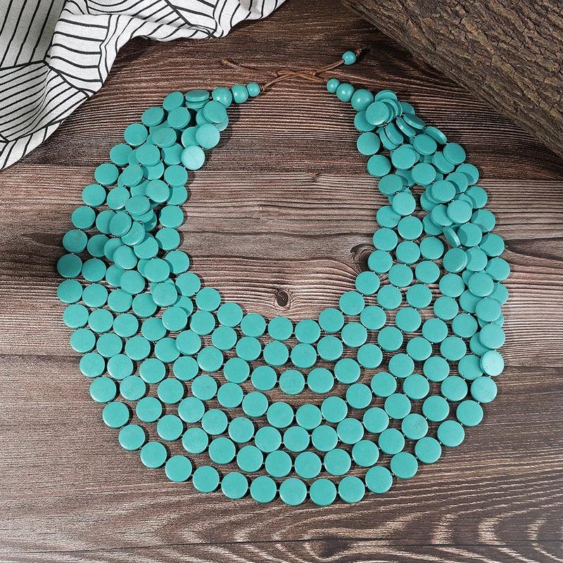 Multi-color Necklace Wooden - Piña Colada