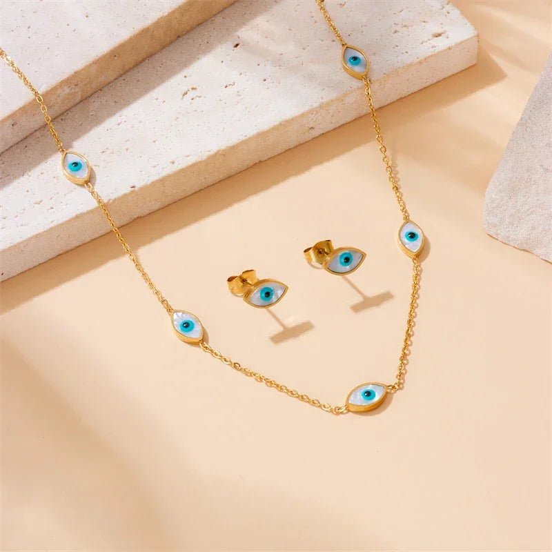 Stainless Steel The Devil's Eye Golden Necklace - Piña Colada
