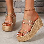 ZOKI Chunky Platform Roman Sandals – Gold/Silver - Piña Colada
