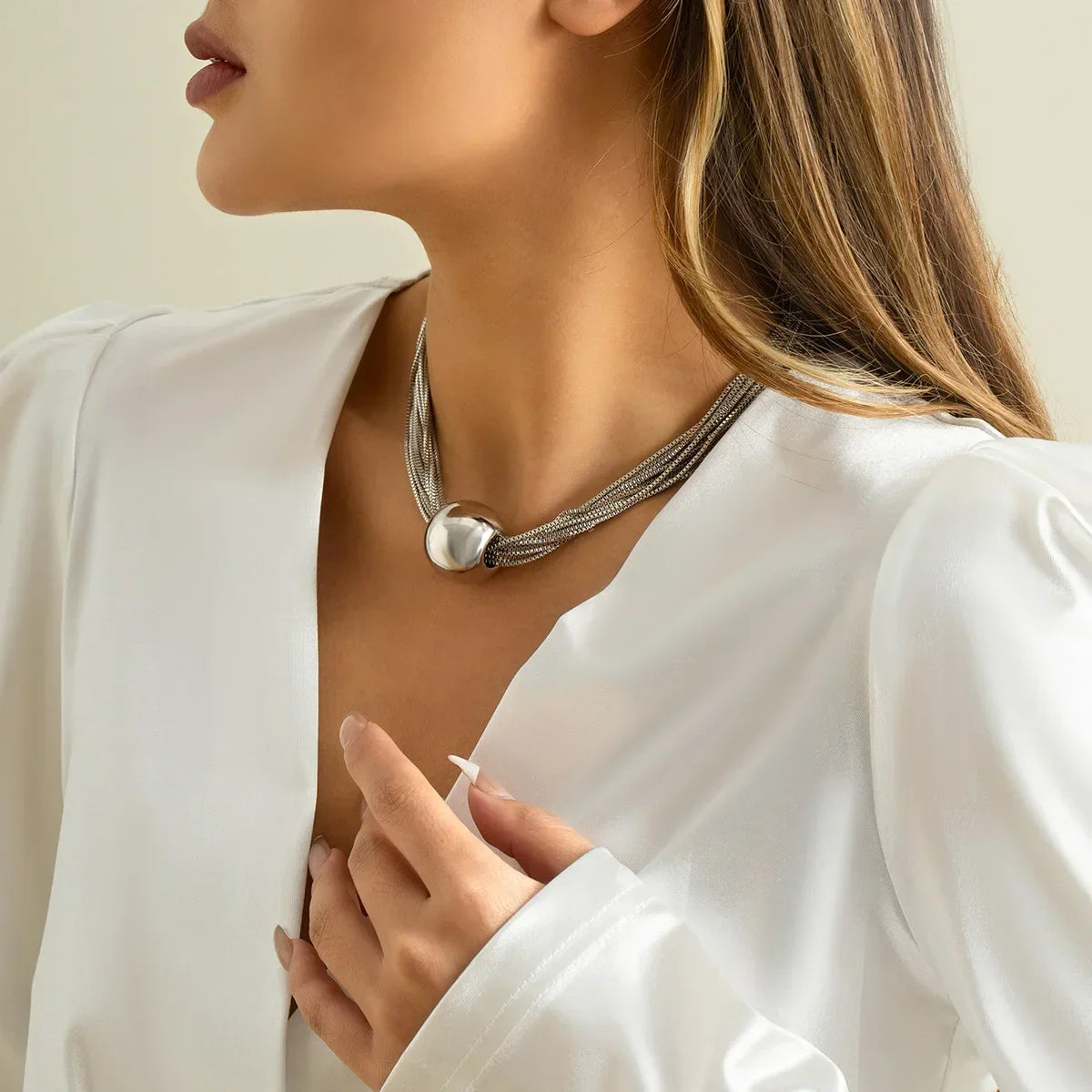 Multilayer Chain Clavicle Necklace - Piña Colada