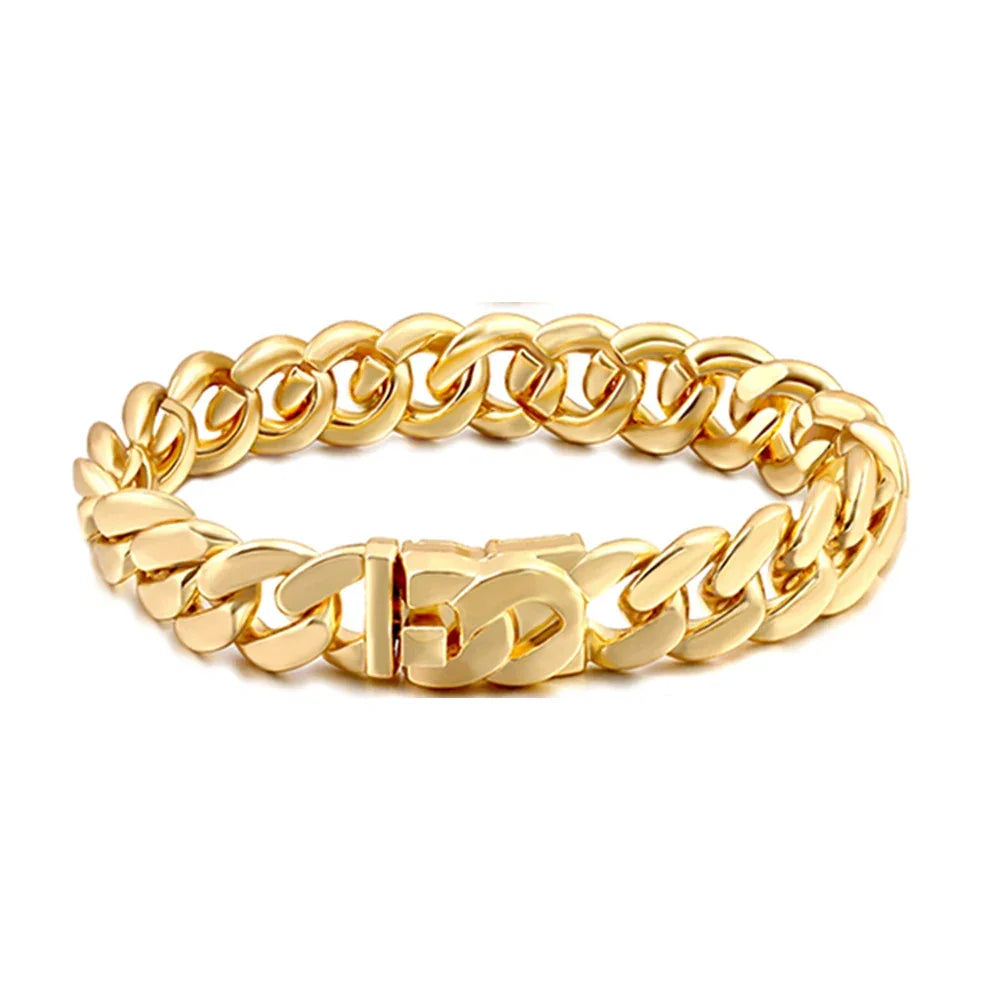 Iced Out Heart & Cuban Link Bracelet - Piña Colada