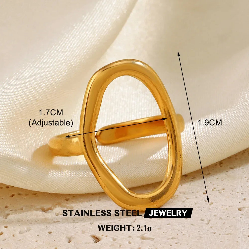 Gold Color Stainless Steel Heart Ring - Piña Colada