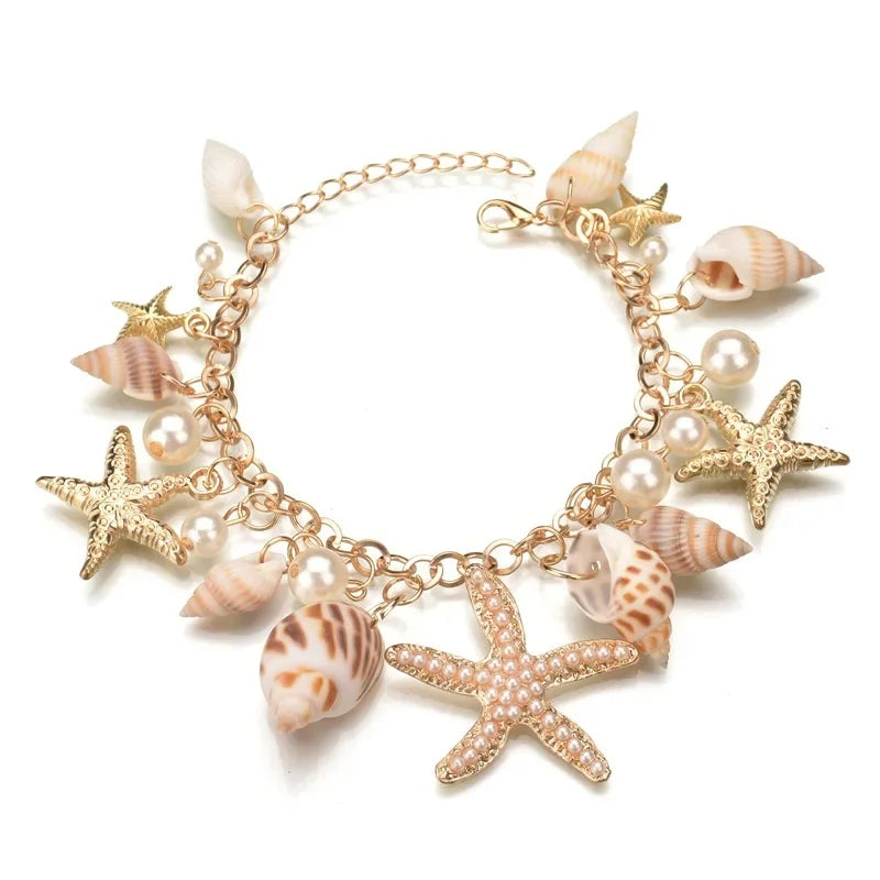 Starfish & Shell Charm Bracelet - Piña Colada