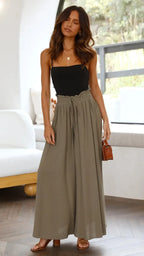 Loose Casual Wide Leg Pants - Piña Colada