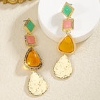 Elegant Bohemian Rhinestone Drop Earrings - Piña Colada