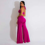 Crisscross Halter Wide-Leg Jumpsuit - Piña Colada