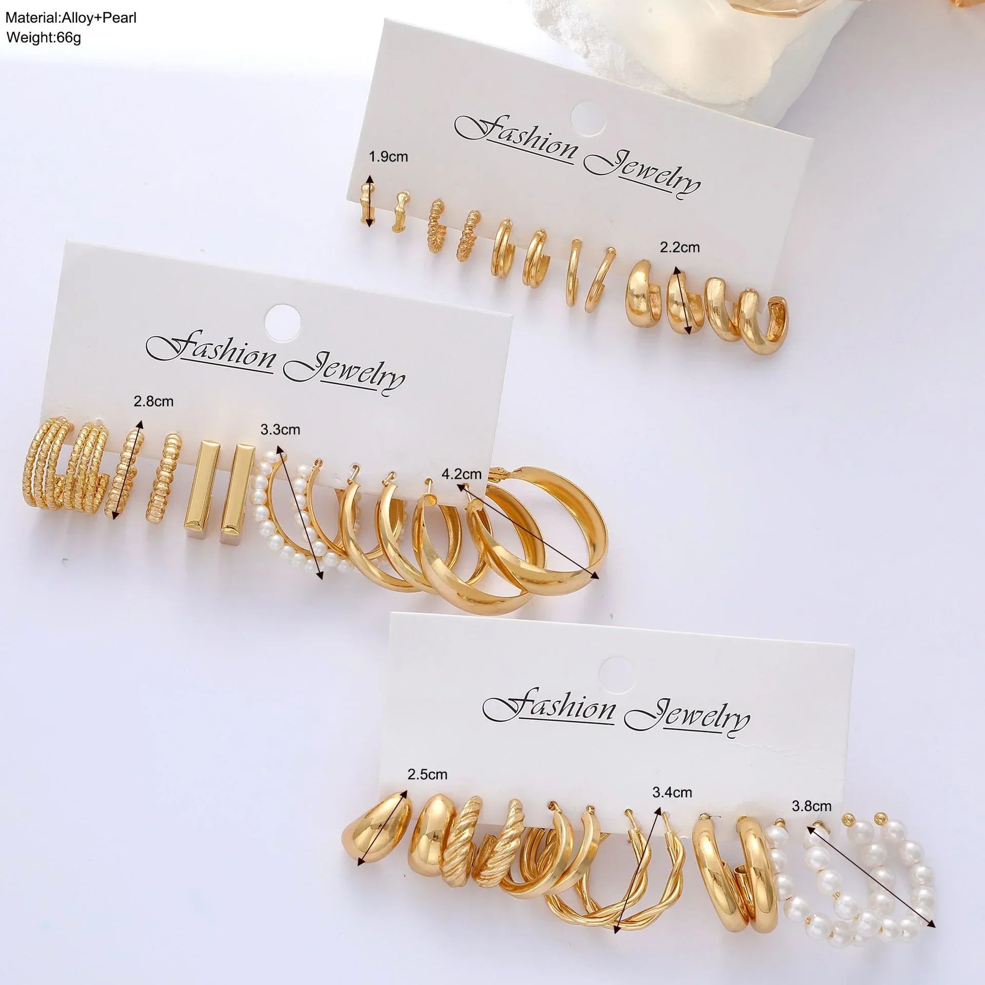 Geometric Hoop Earrings Set - Piña Colada