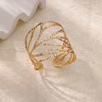 Vintage Gold Stainless Steel Hollow Leaf - Piña Colada