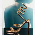High Heel Platform Sandals – Elegant Ankle Strap Slip-On - Piña Colada
