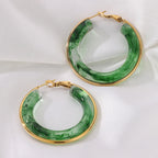 Trendy Acrylic Hoop Earrings - Piña Colada