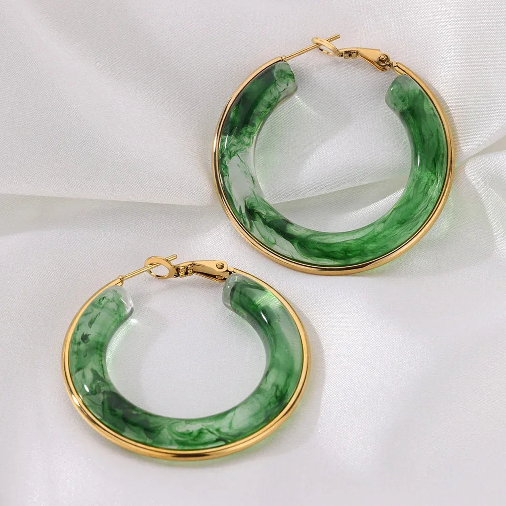 Trendy Acrylic Hoop Earrings - Piña Colada