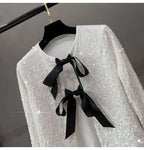 Sequins Jacket Bow Top - Piña Colada
