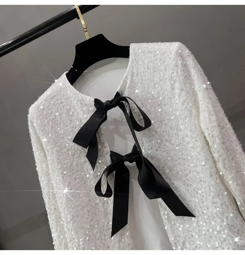 Sequins Jacket Bow Top - Piña Colada