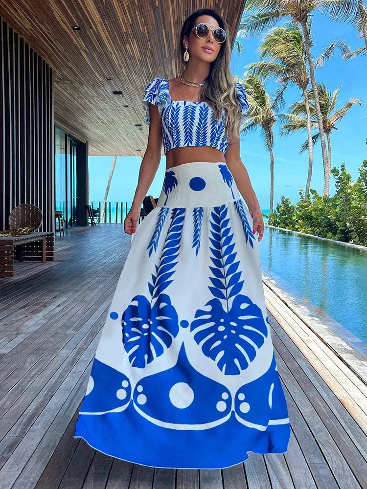 SupBora A-Line Ruched Vacation Dress Set – Summer 2025 - Piña Colada