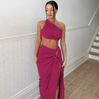 Bohemian Cut-Out Two-Piece Set – Floor-Length Skirt & Crop Top - Piña Colada