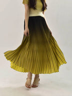 Gradient Pleated Midi Skirt - Piña Colada