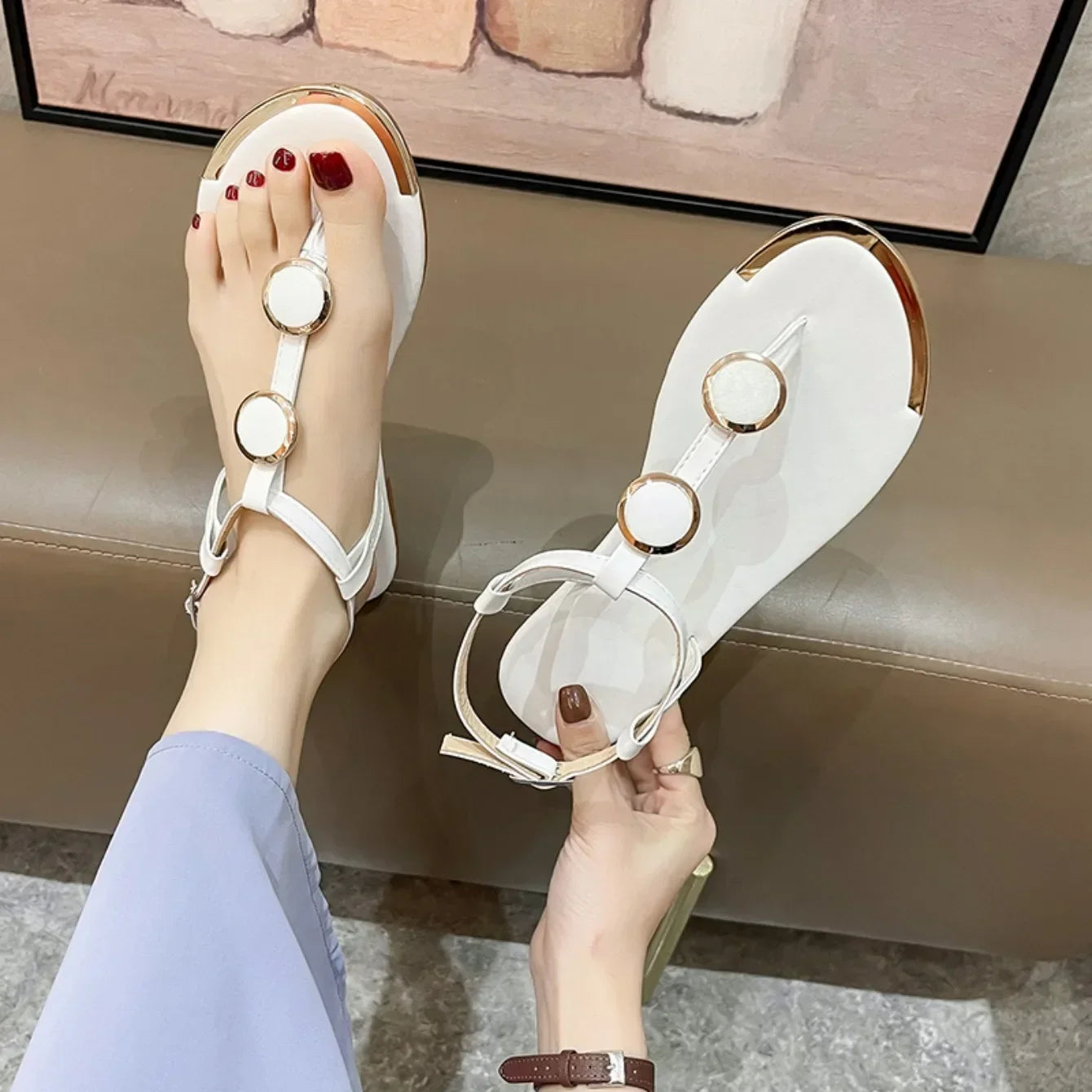 Women Sandals New Summer Casual Flat Sandals Flip Flops - Piña Colada