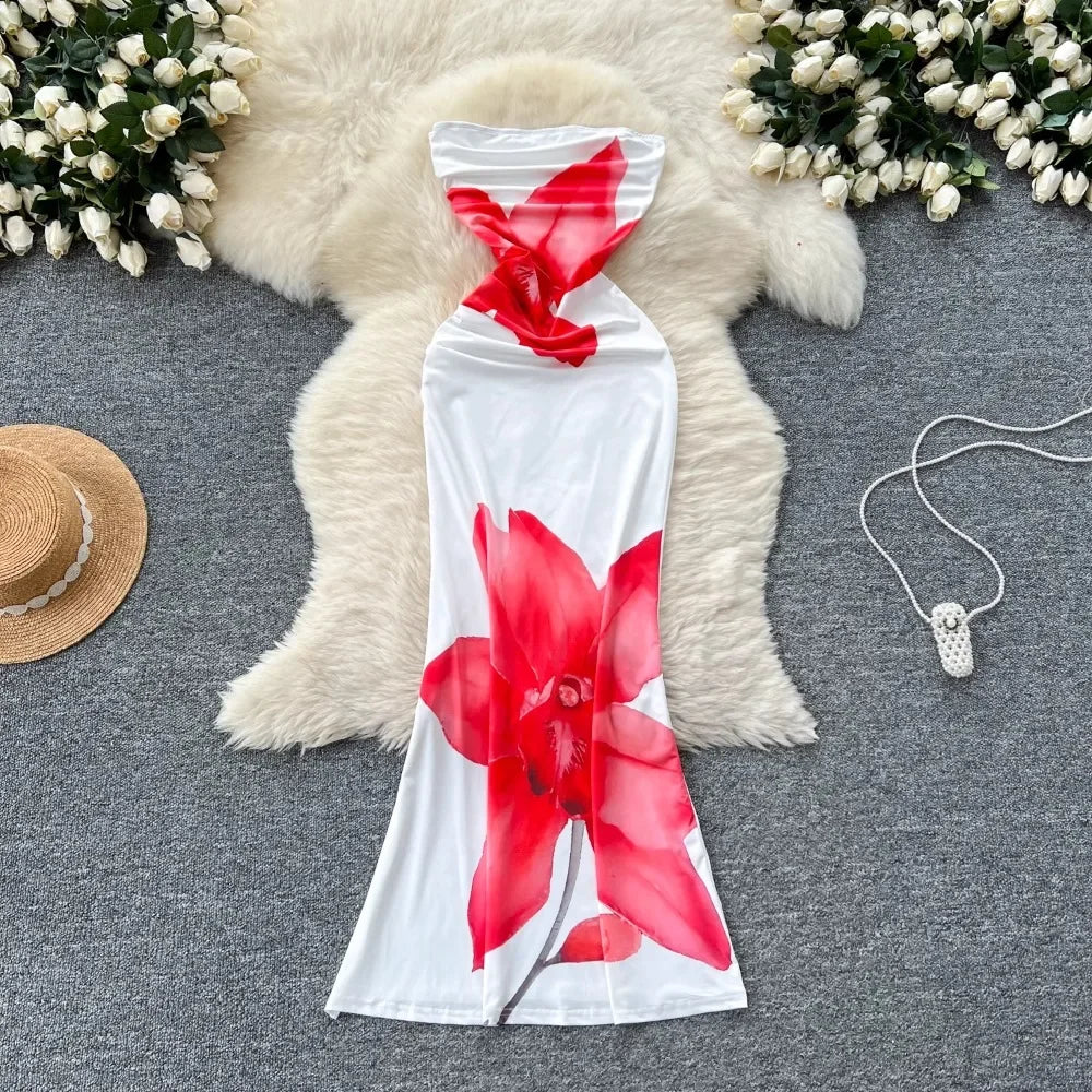Bodycon Long Dress Print - Piña Colada