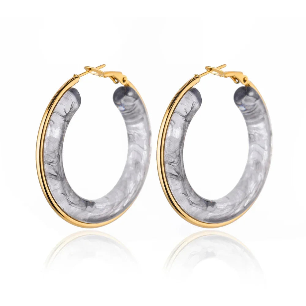 Trendy Acrylic Hoop Earrings - Piña Colada