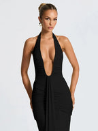 Maxi Dress Classic Solid Low Neck - Piña Colada