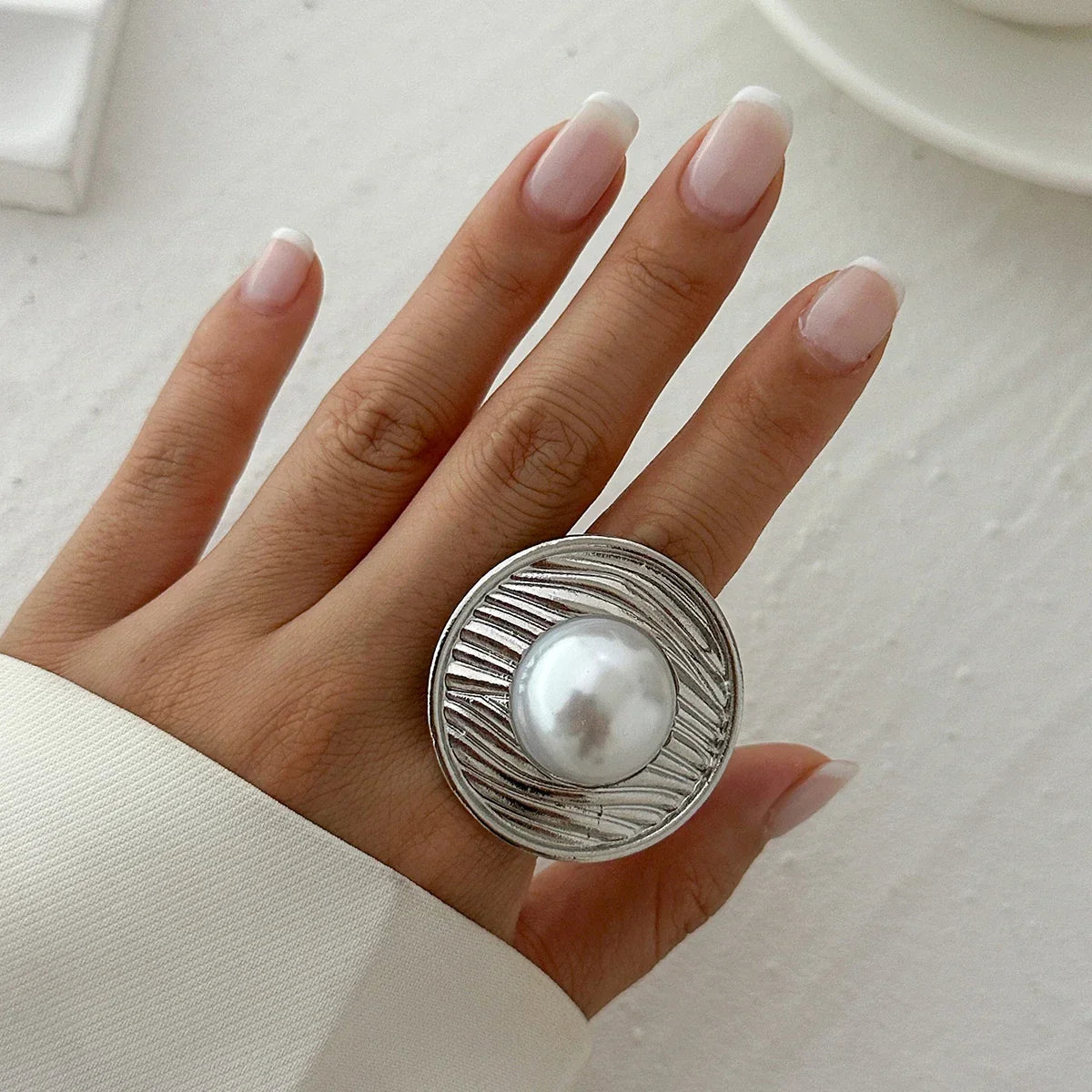 Unique Exaggerated Large Petal Flower Rings - Piña Colada