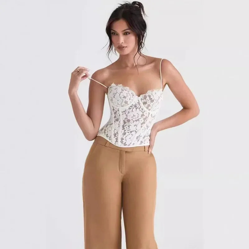Exotic Lace Tube Top – Black & White Fishbone Pattern - Piña Colada