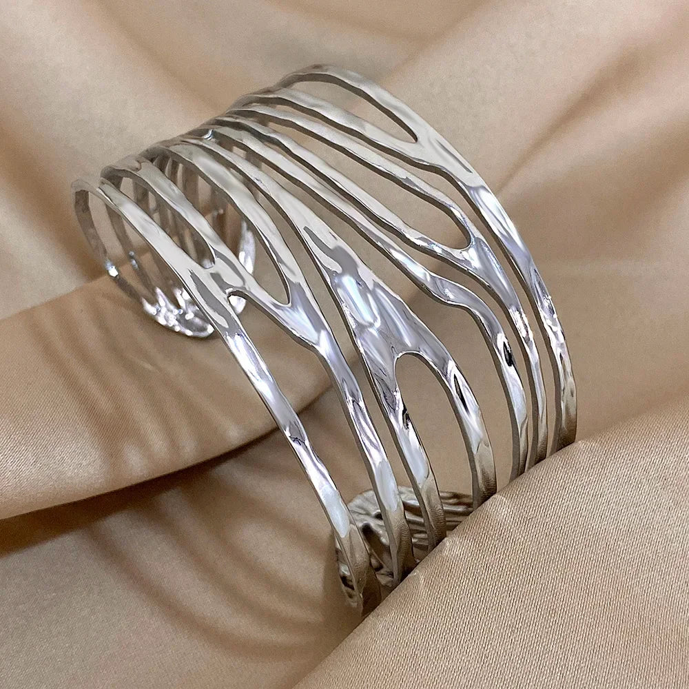 Geometric Hollow Cuff Bracelet - Piña Colada