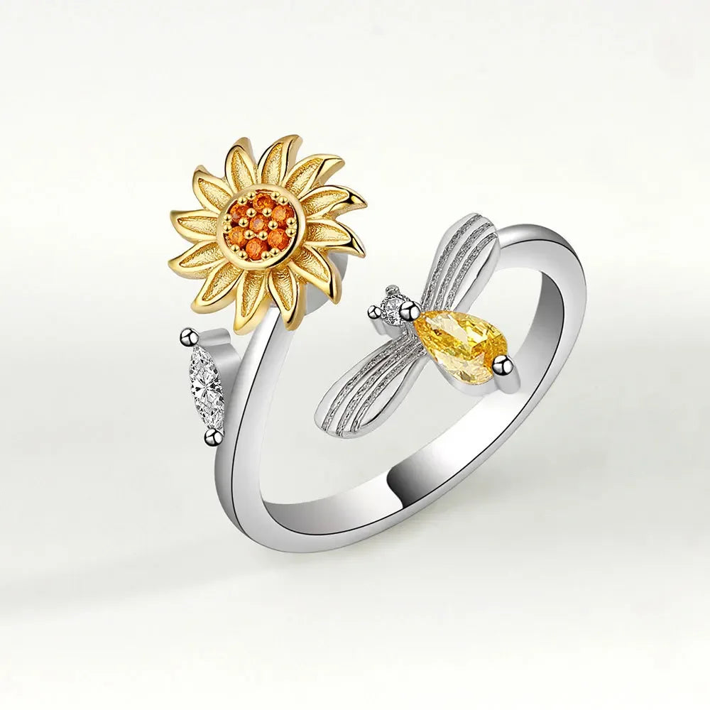Spinner Ring Crystal Flower - Piña Colada