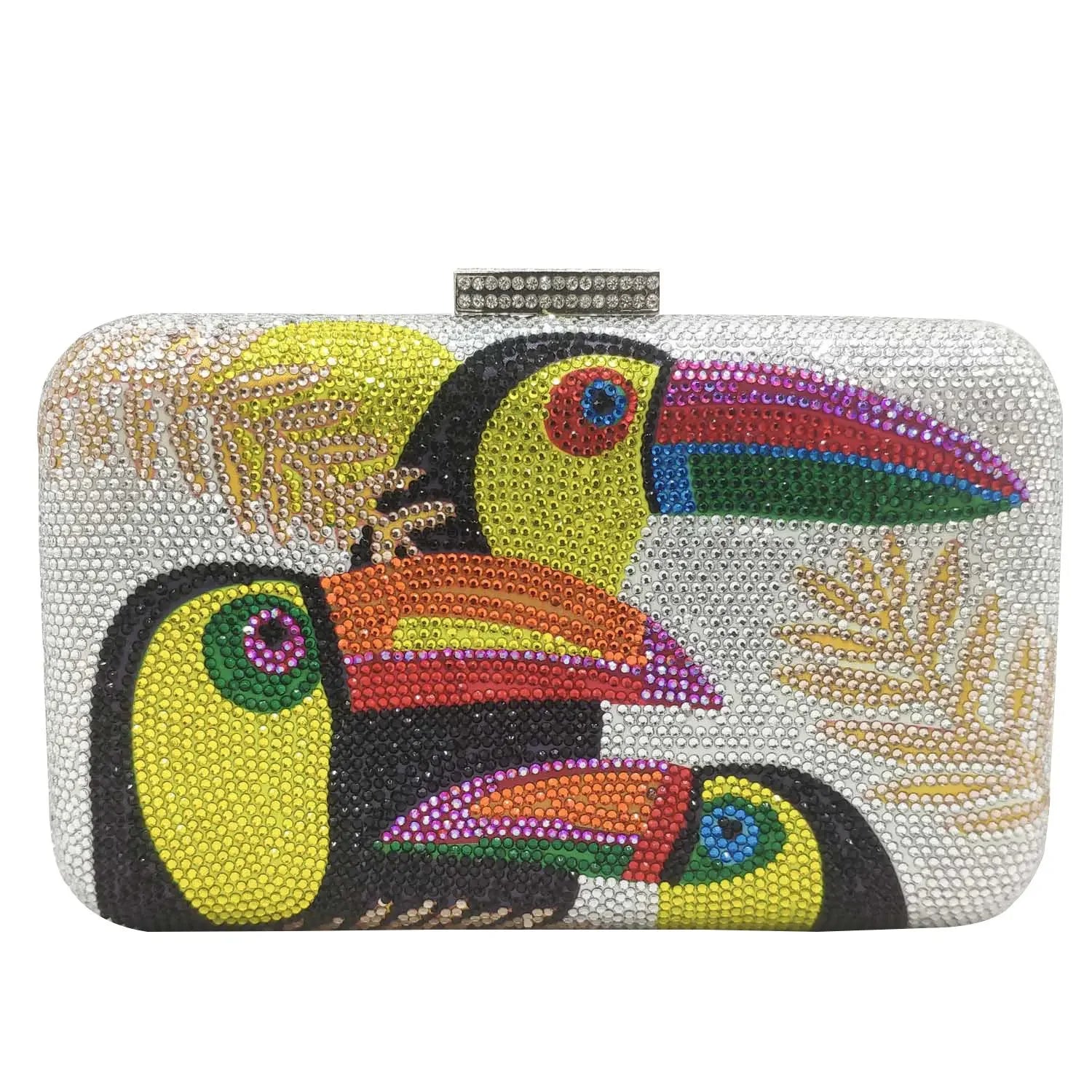 Novelty Toucan Bird Women Crystal Evening Bags Rhinestones - Piña Colada