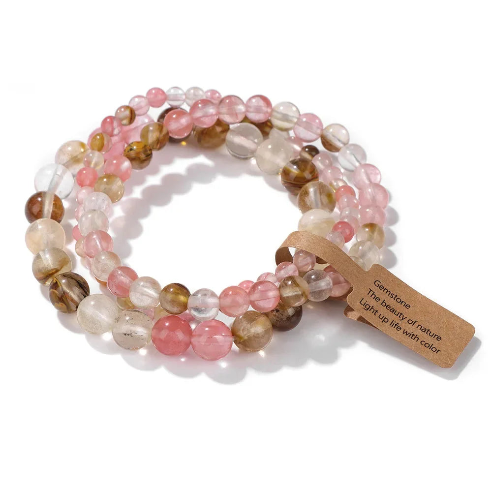 3Pcs Natural Stone Beaded Bracelets Set - Piña Colada