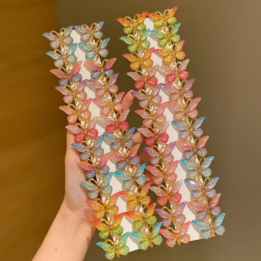 12-Piece Colorful Butterfly Hairpins for Girls – Preppy Style Baby Hair Clips Set - Piña Colada
