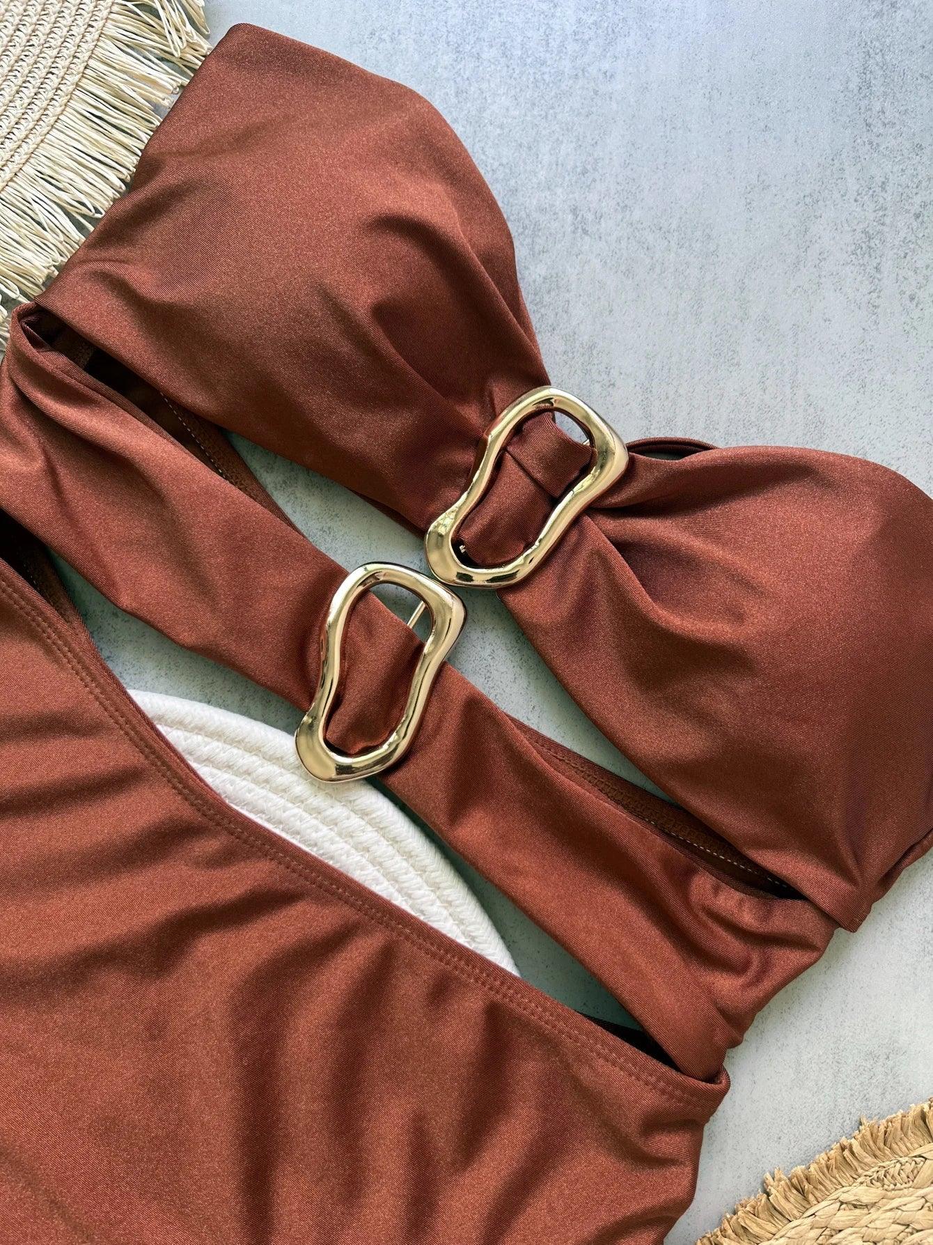 Metal Rings Cut Out Swimwear - Piña Colada