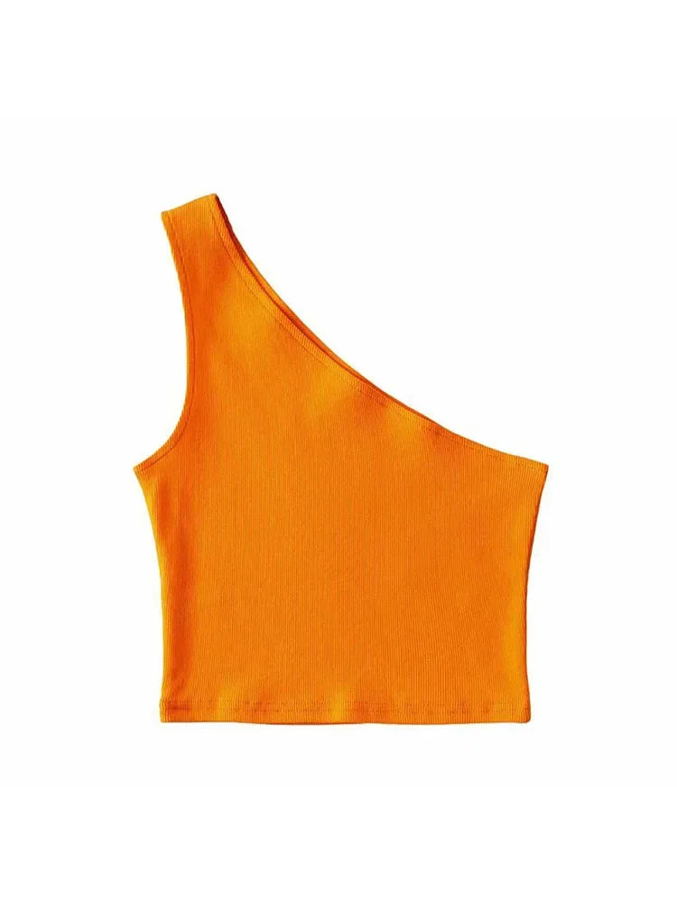 One Shoulder Cropped Tank - Piña Colada