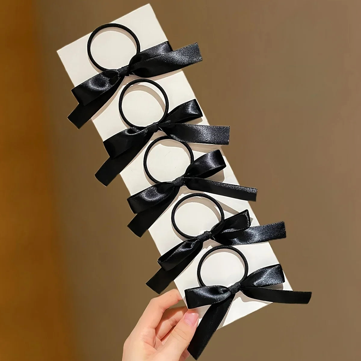 5Pcs Black Bow Hair Tie - Piña Colada