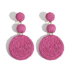 Boho Rattan Drop Earrings - Piña Colada