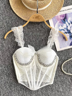 Tank Top Diamond Lace Mesh - Piña Colada