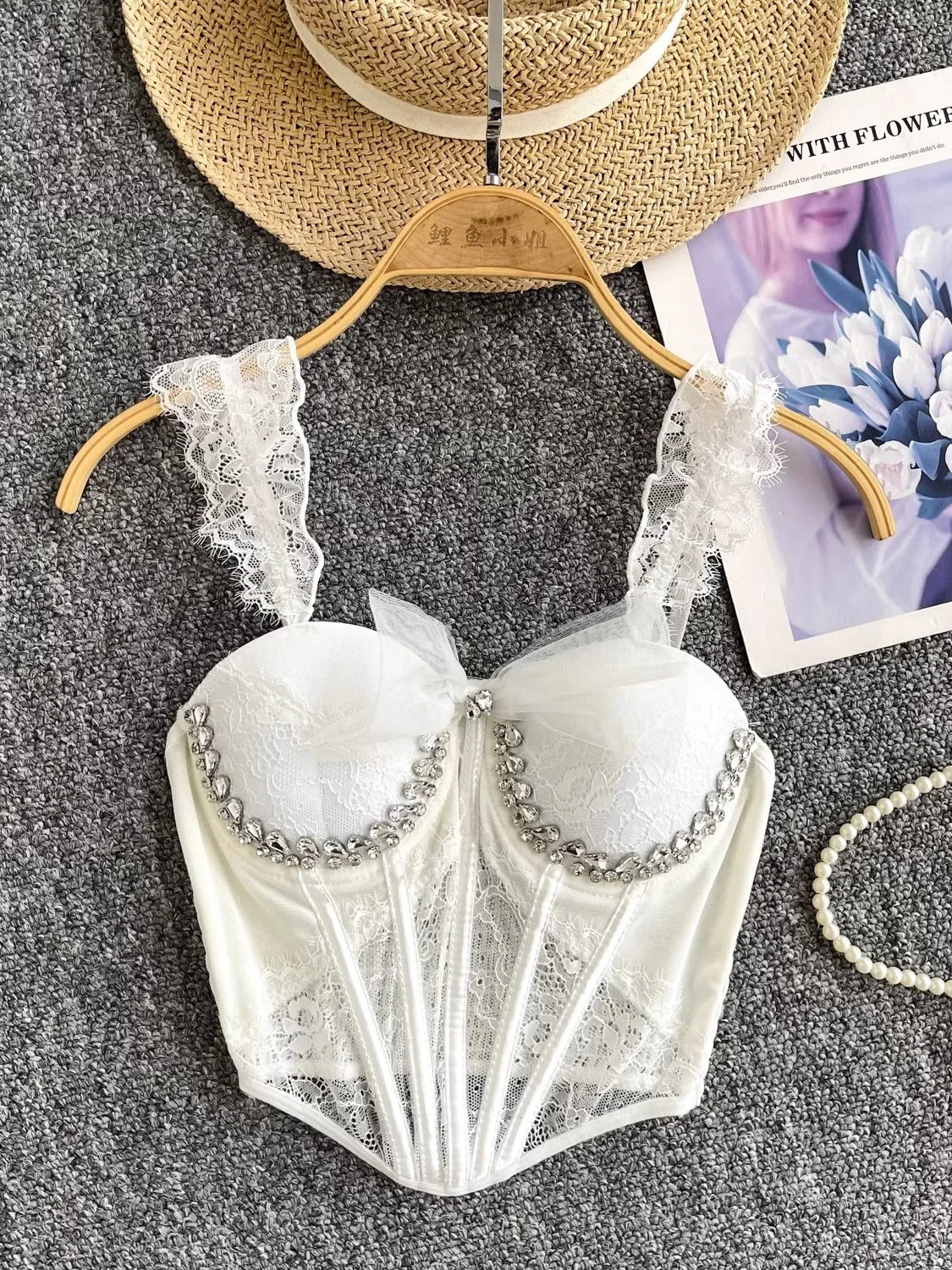 Tank Top Diamond Lace Mesh - Piña Colada
