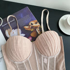Fashion Solid Corset Strap Sheer Mesh - Piña Colada