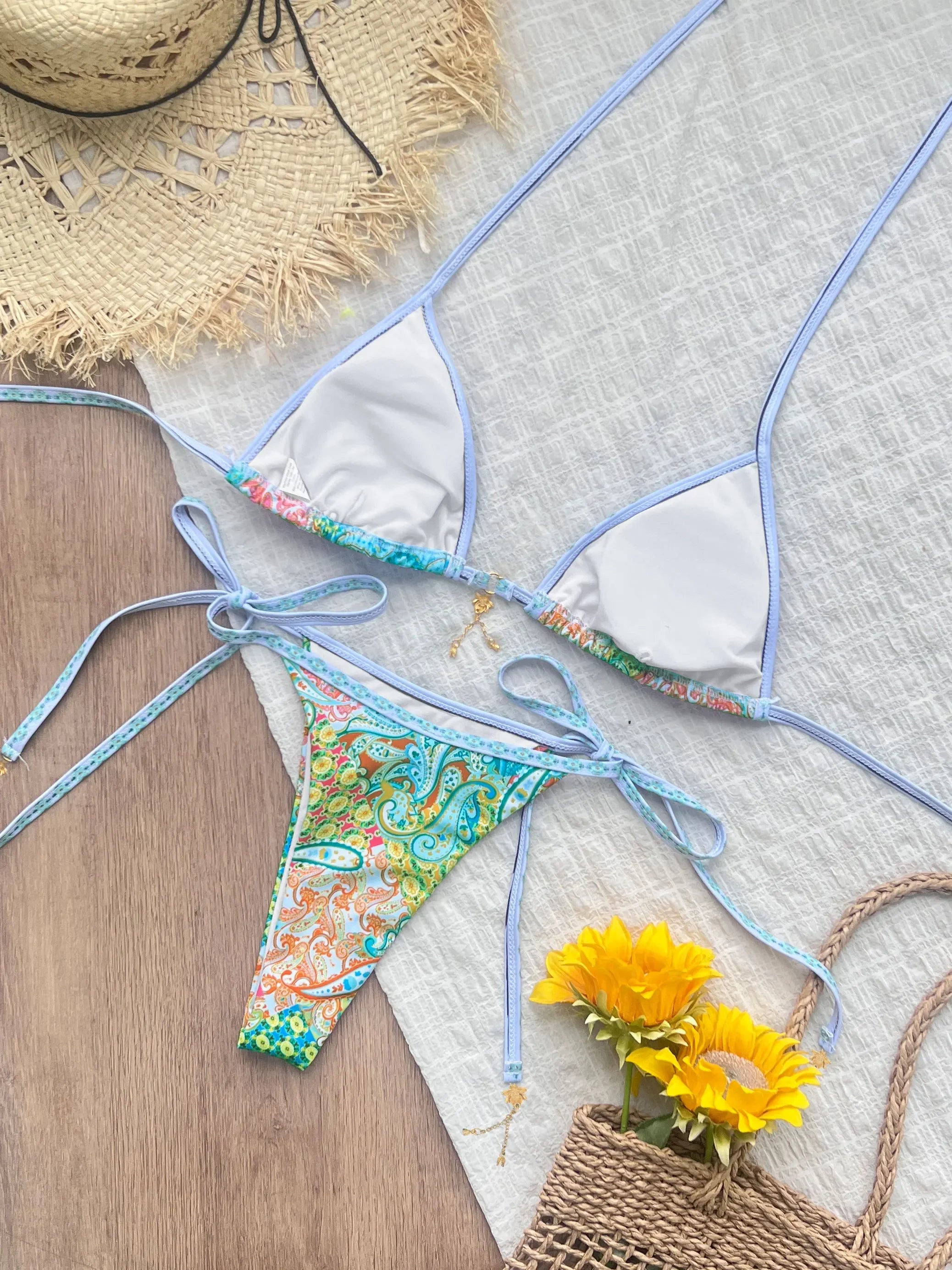 Trend Triangle Stripped Swimsuit - Piña Colada