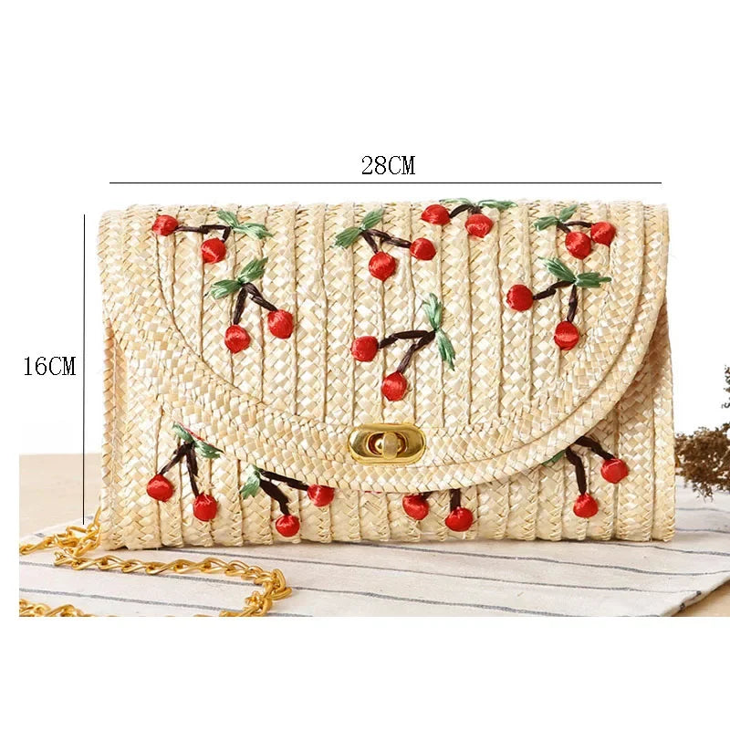 Straw Pillow Bag for Women - Piña Colada