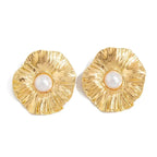 Pearl Texture Wrinkles Earrings - Piña Colada