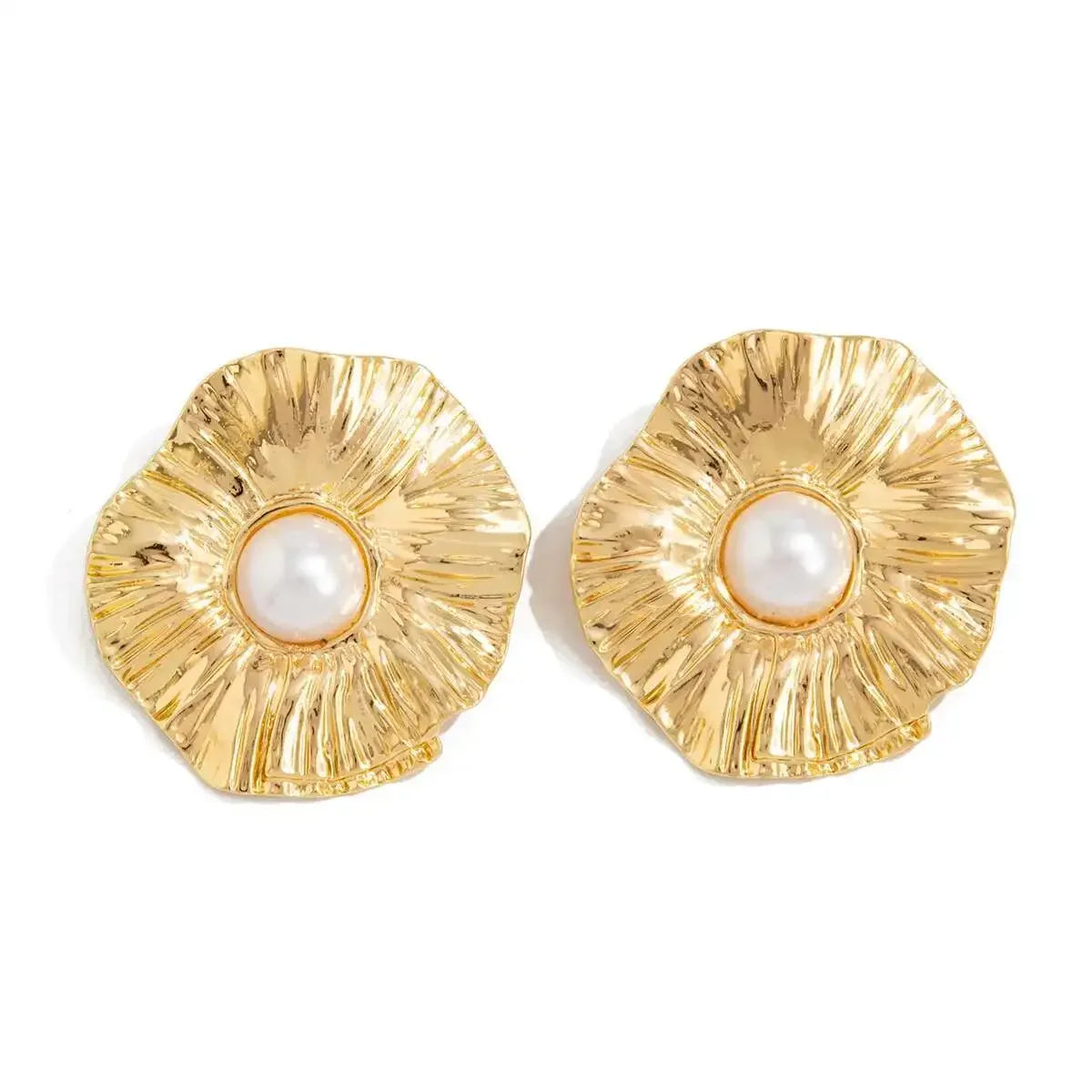 Pearl Texture Wrinkles Earrings - Piña Colada