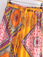 Floral Print Bohemian Wide Leg Pant - Piña Colada