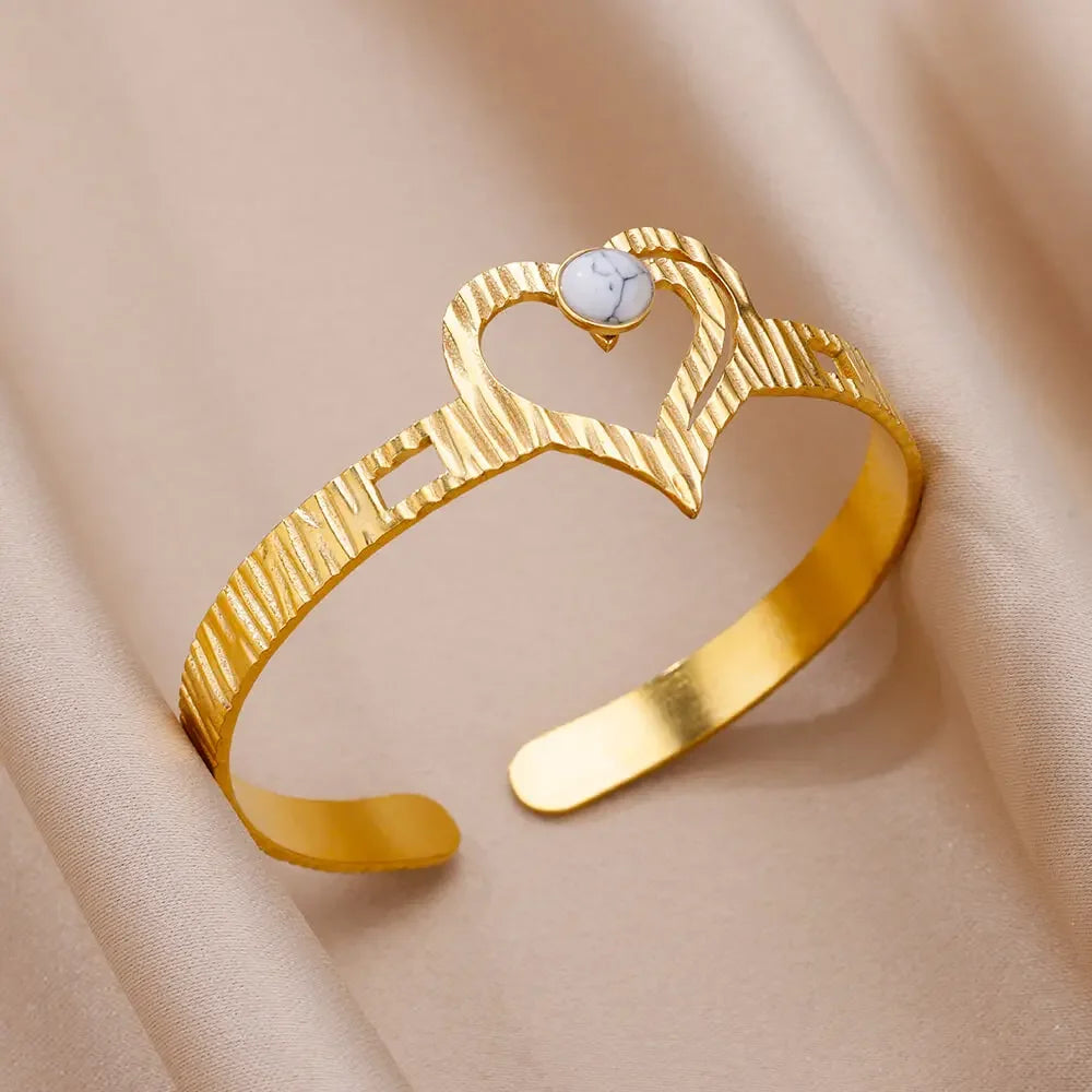 18K Gold-Plated Stainless Steel Cuff Bracelet for Women - Piña Colada