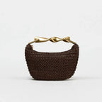 Summer Half-Moon Beach Straw Shoulder Bags Women's - Piña Colada