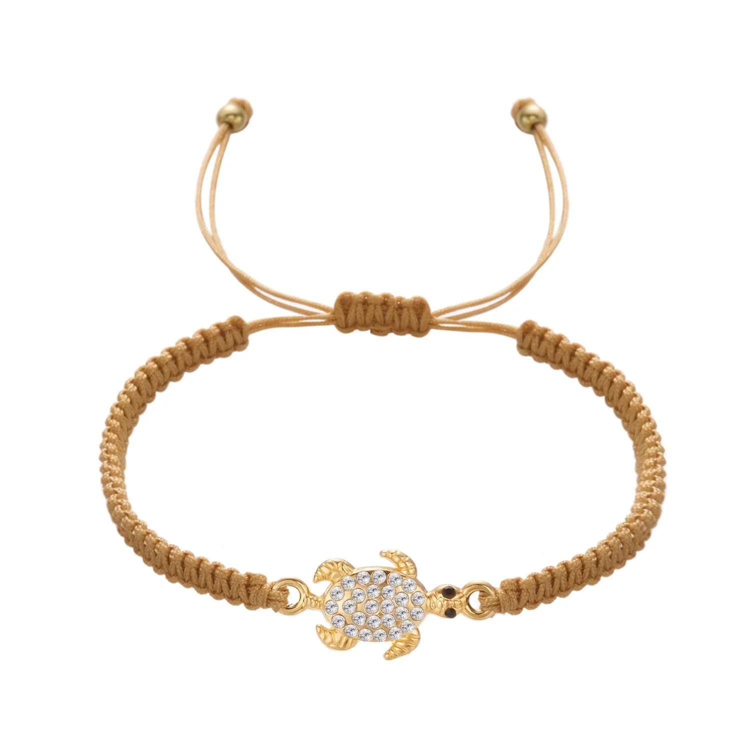 Bohemian Rhinestone Sea Turtle Woven Bracelet - Piña Colada