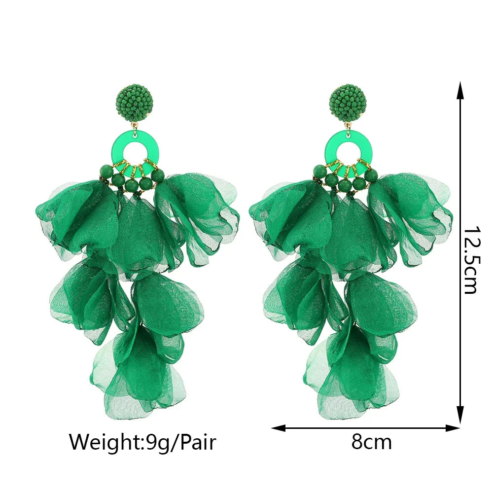 Lace Flower Cotton Drop Earrings - Piña Colada